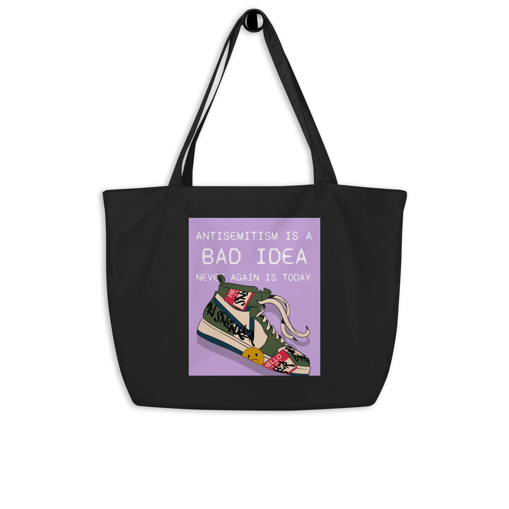 Bad Idea | Antisemitism | Large Organic Tote Bag Jouparty