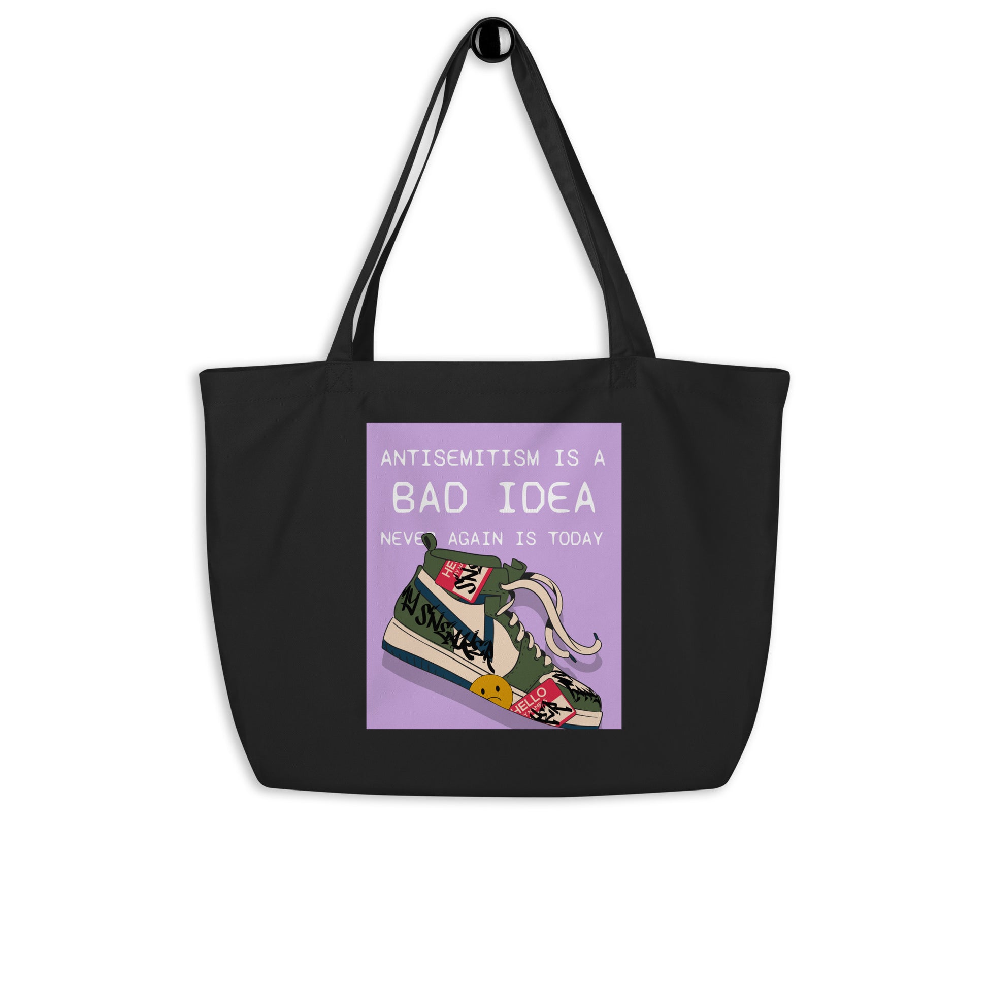 Bad Idea | Antisemitism | Large Organic Tote Bag Jouparty