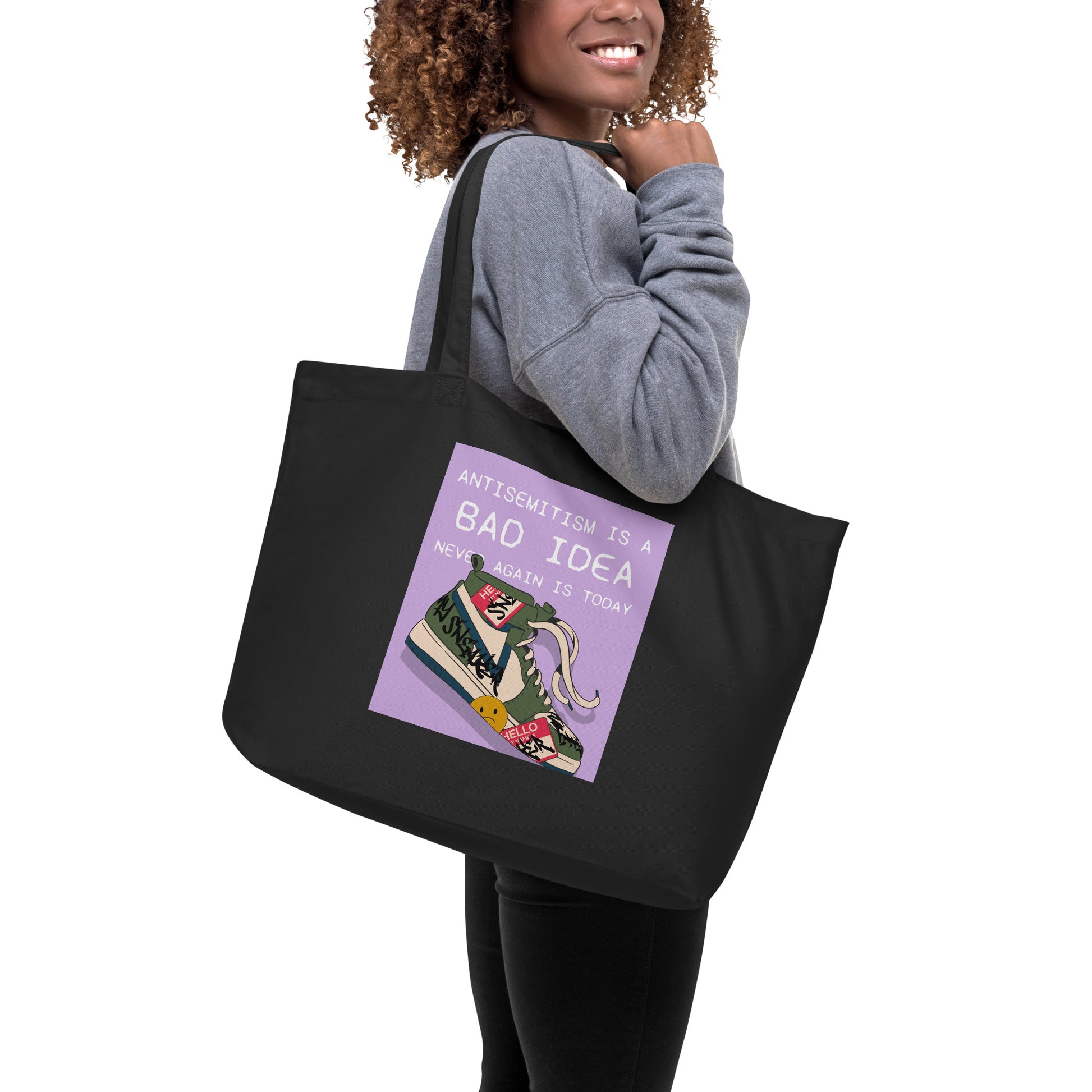 Bad Idea | Antisemitism | Large Organic Tote Bag Jouparty