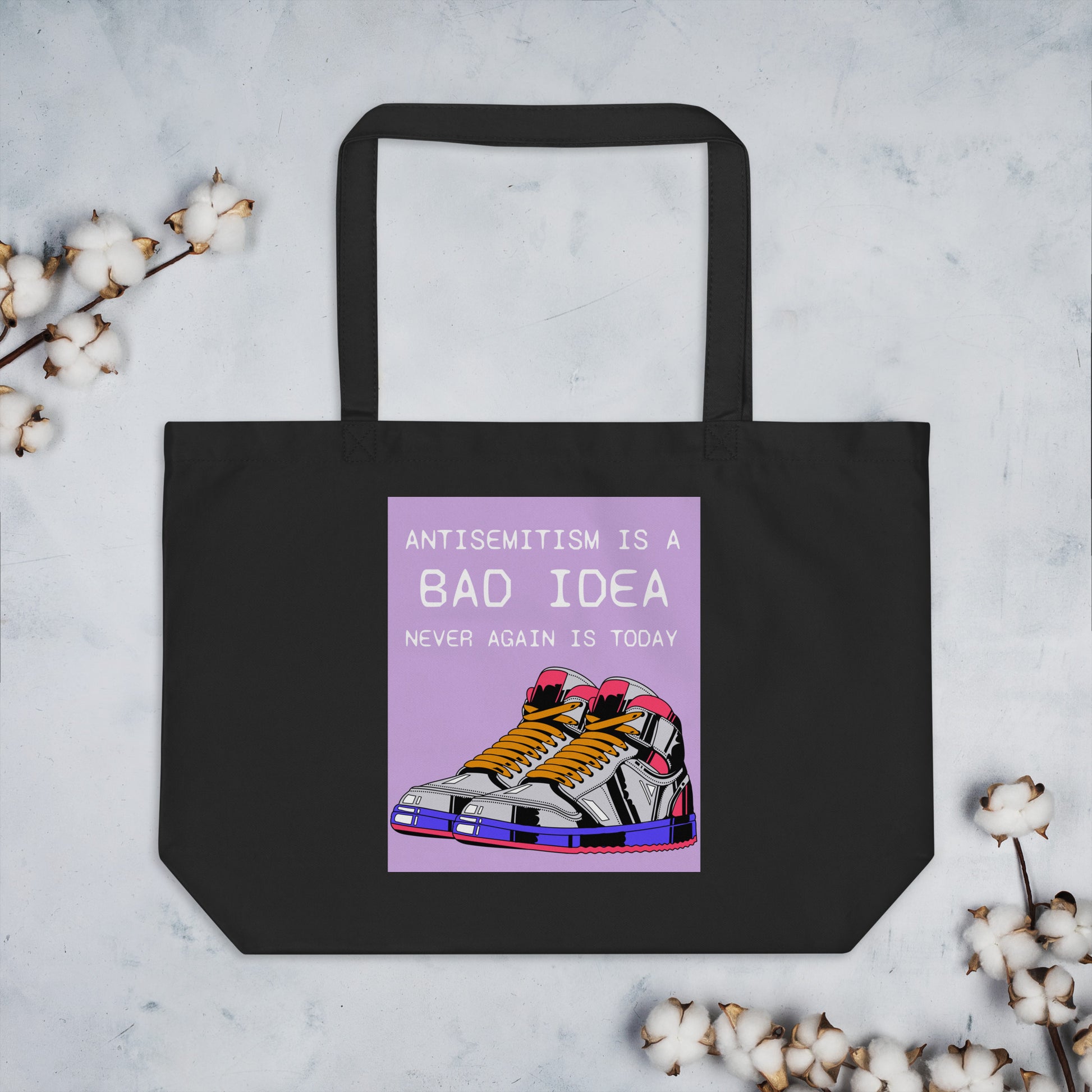 Bad Idea | Antisemitism | Large Organic Tote Bag