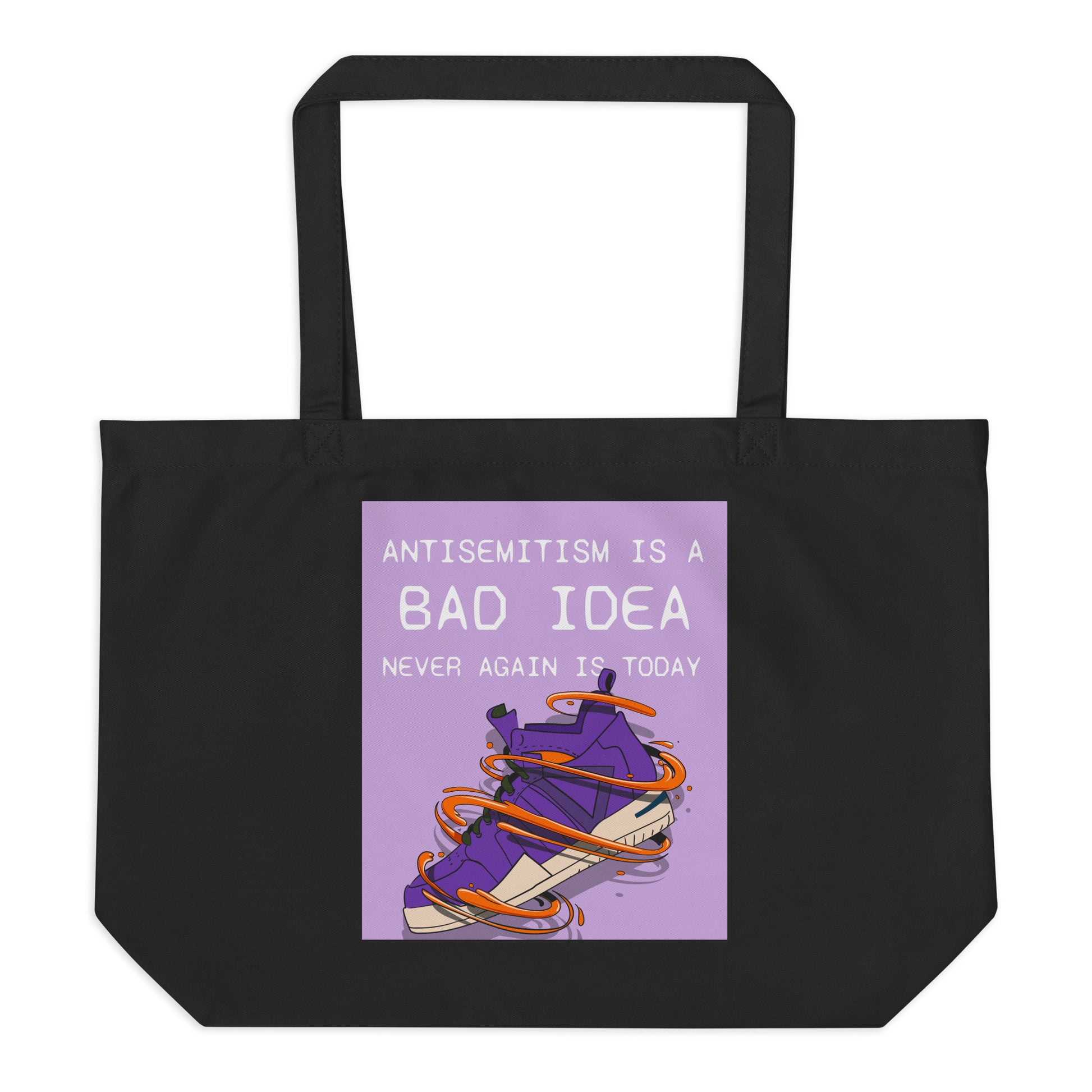 Bad Idea | Antisemitism | Large Organic Tote Bag Jouparty