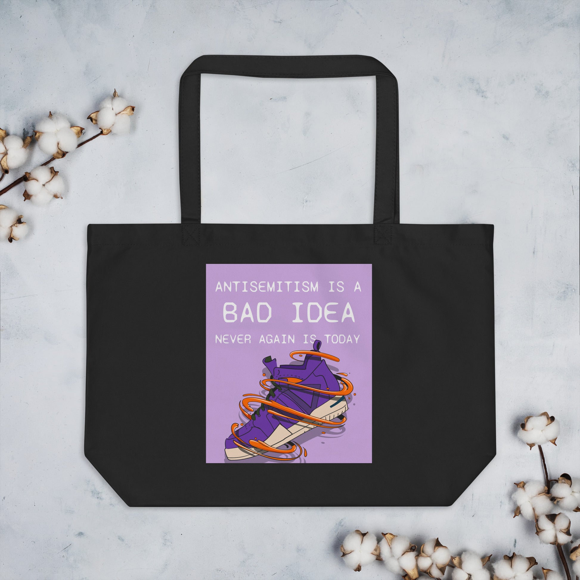 Bad Idea | Antisemitism | Large Organic Tote Bag Jouparty