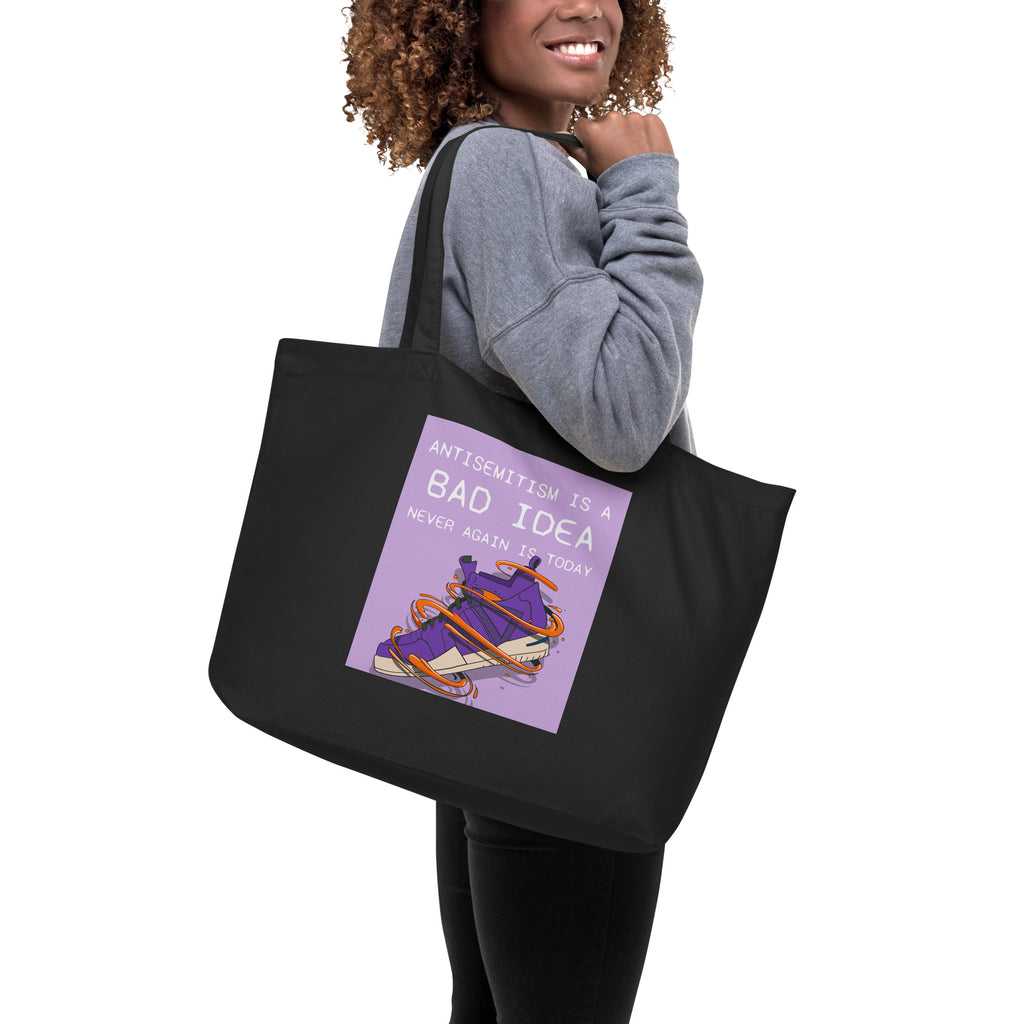 Bad Idea | Antisemitism | Large Organic Tote Bag Jouparty