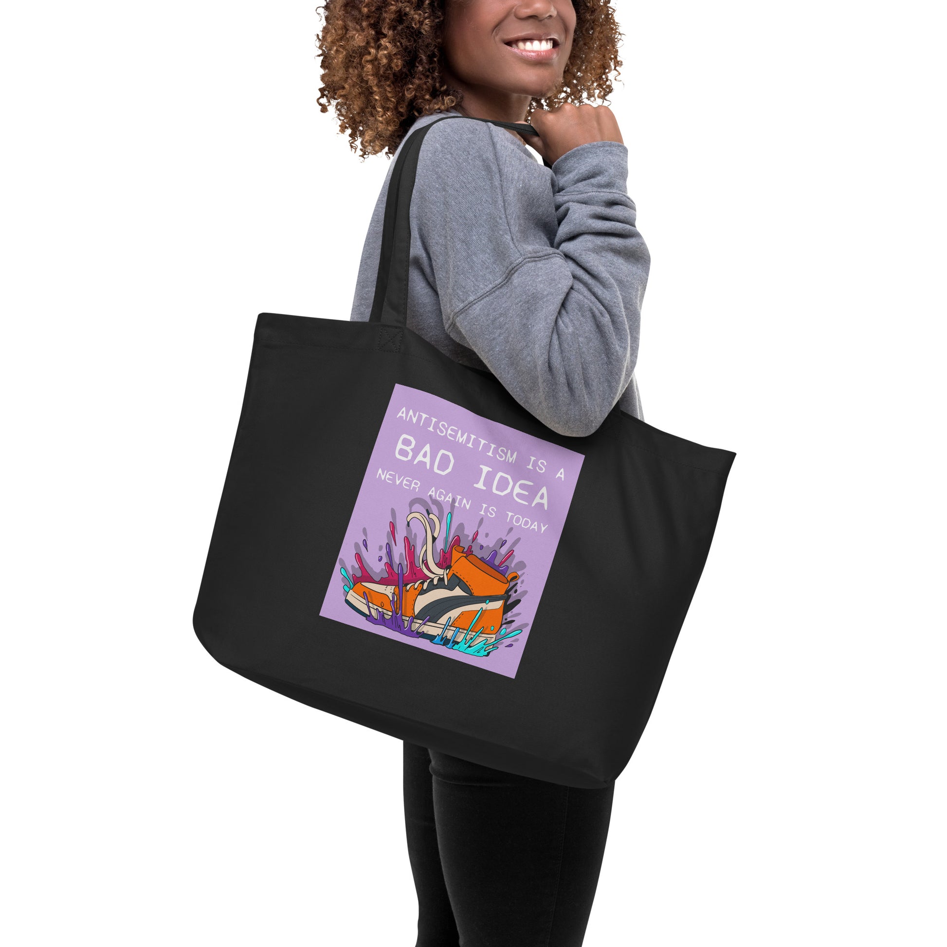 Bad Idea | Antisemitism | Large Organic Tote Bag Jouparty