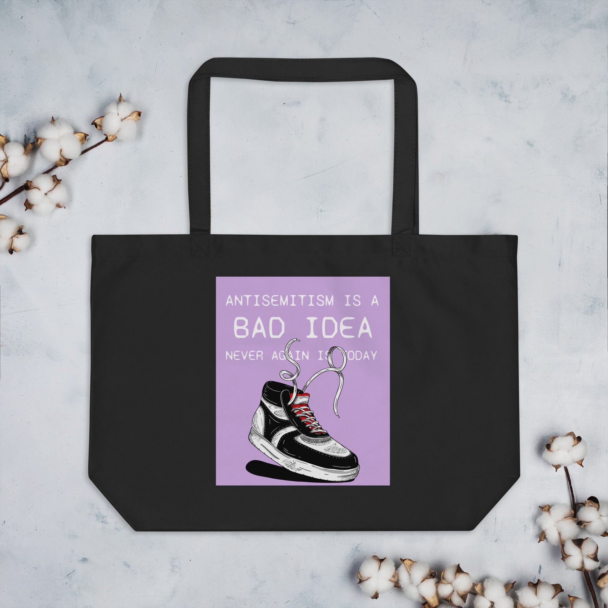 Bad Idea | Antisemitism | Large Organic Tote Bag