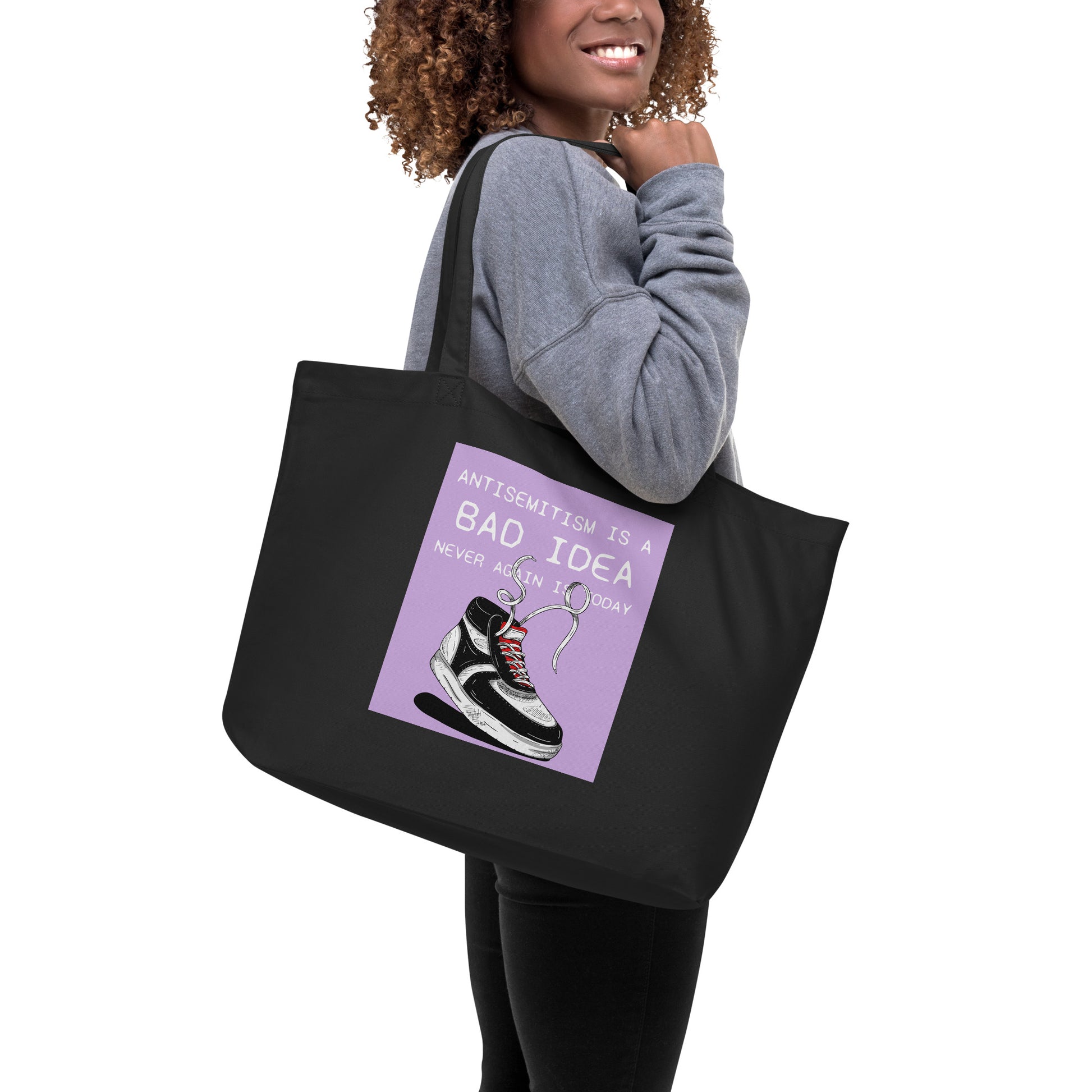 Bad Idea | Antisemitism | Large Organic Tote Bag