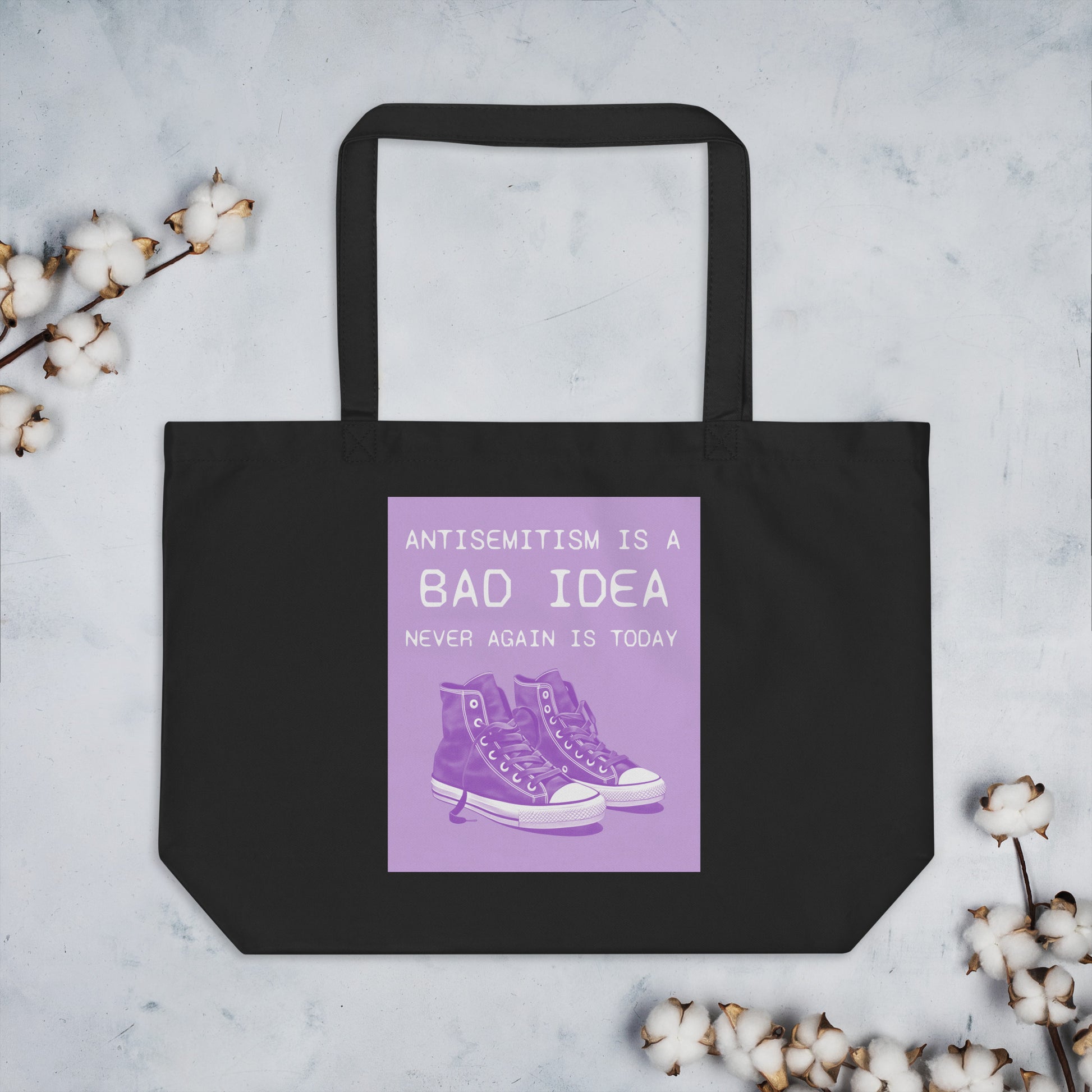 Bad Idea | Antisemitism | Large Organic Tote Bag Jouparty