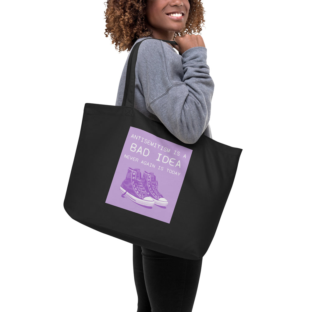 Bad Idea | Antisemitism | Large Organic Tote Bag Jouparty