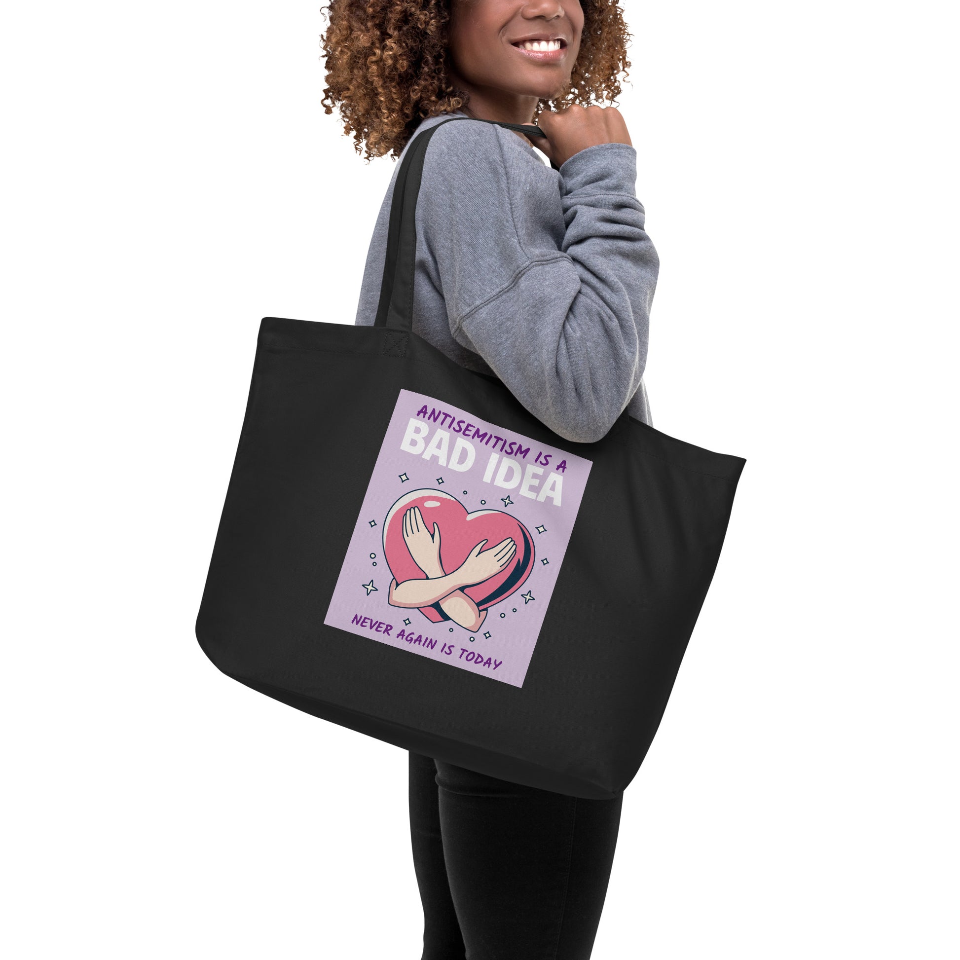 Bad Idea | Antisemitism | Large Organic Tote Bag Jouparty
