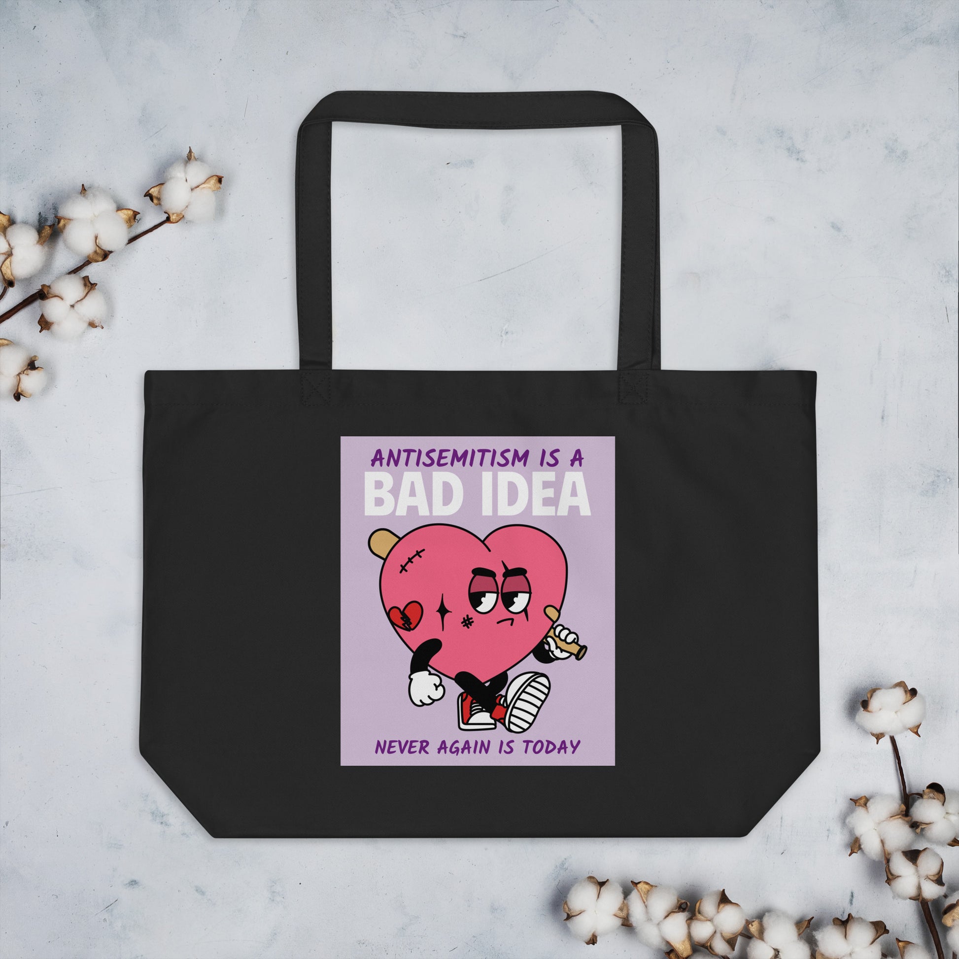 Bad Idea | Antisemitism | Large Organic Tote Bag Jouparty
