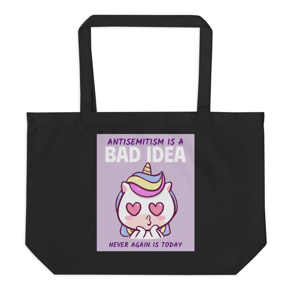 Bad Idea | Antisemitism | Large Organic Tote Bag Jouparty