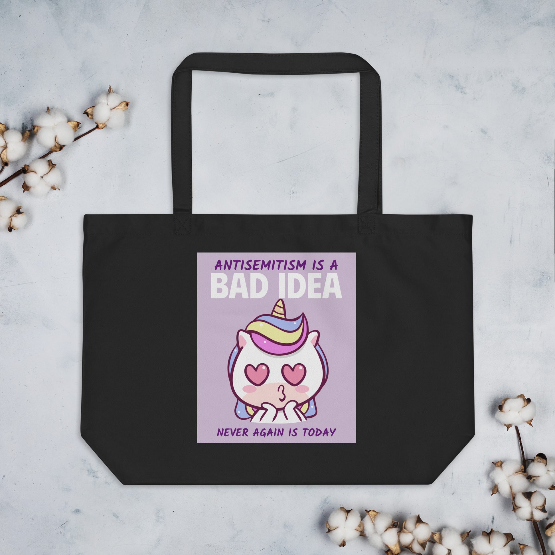 Bad Idea | Antisemitism | Large Organic Tote Bag Jouparty