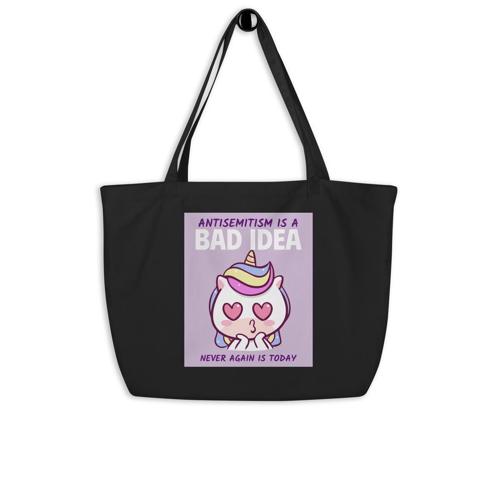 Bad Idea | Antisemitism | Large Organic Tote Bag Jouparty