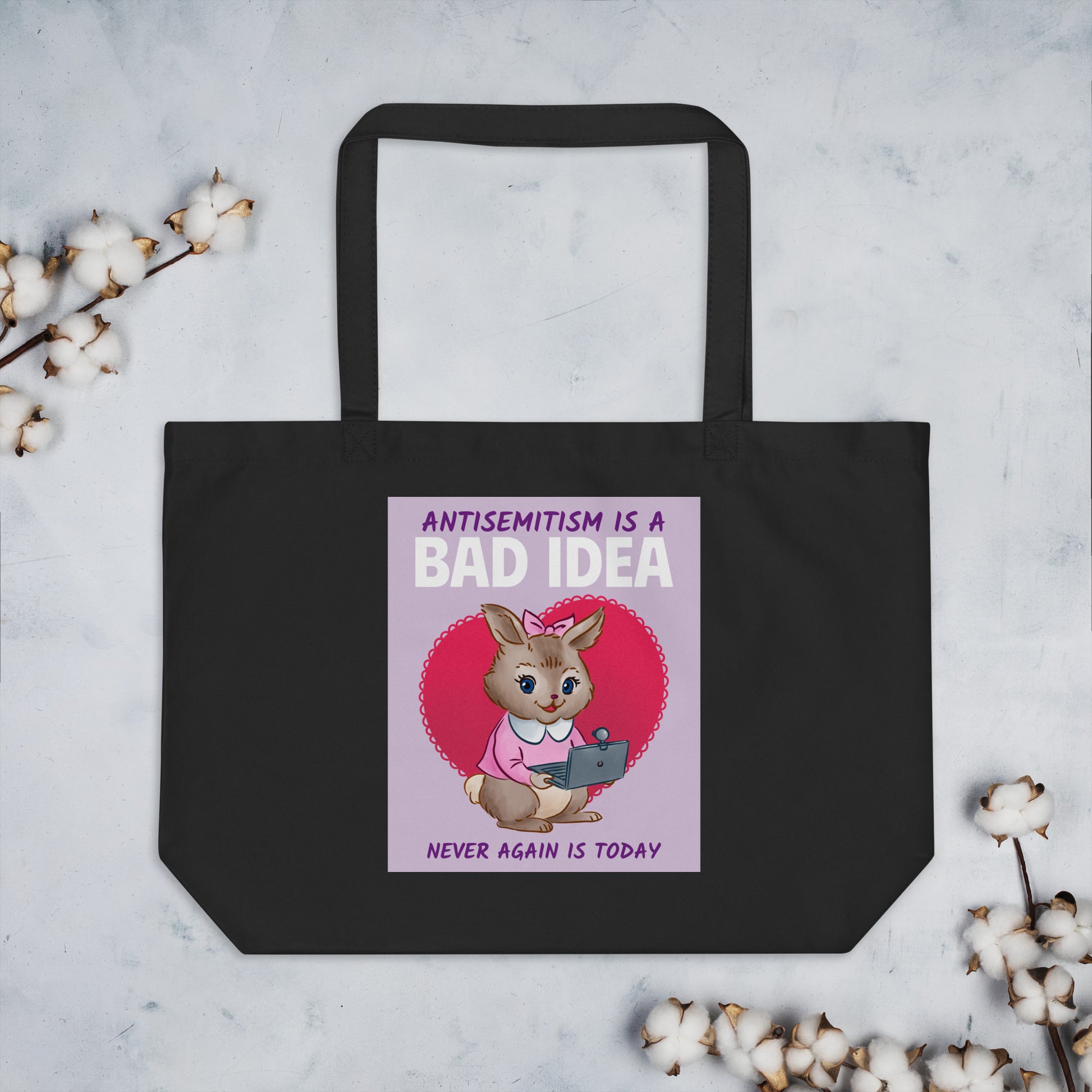 Bad Idea | Antisemitism | Large Organic Tote Bag
