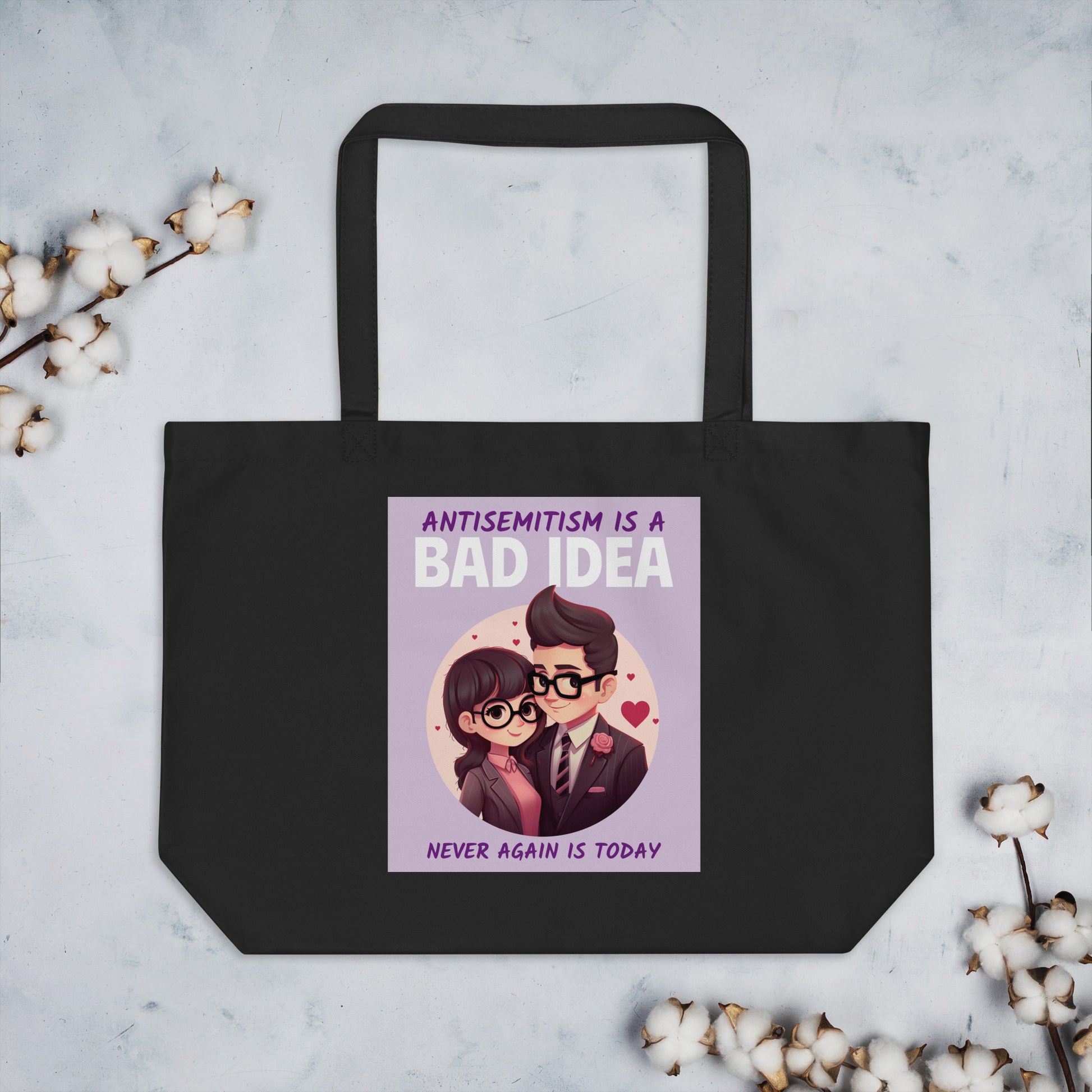 Bad Idea | Antisemitism | Large Organic Tote Bag Jouparty