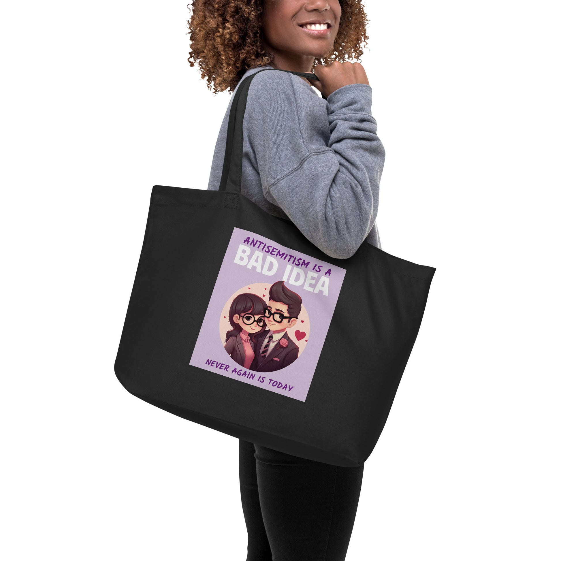 Bad Idea | Antisemitism | Large Organic Tote Bag Jouparty