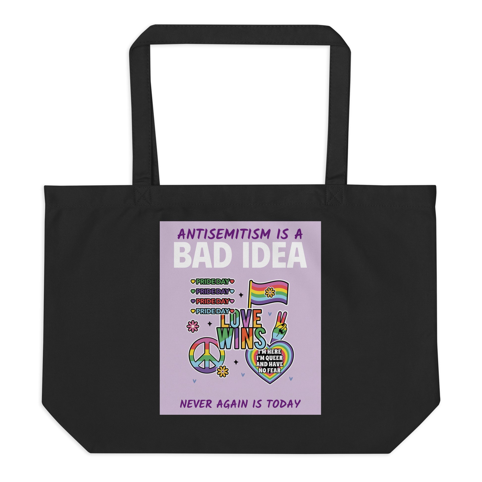 Bad Idea | Antisemitism | Large Organic Tote Bag