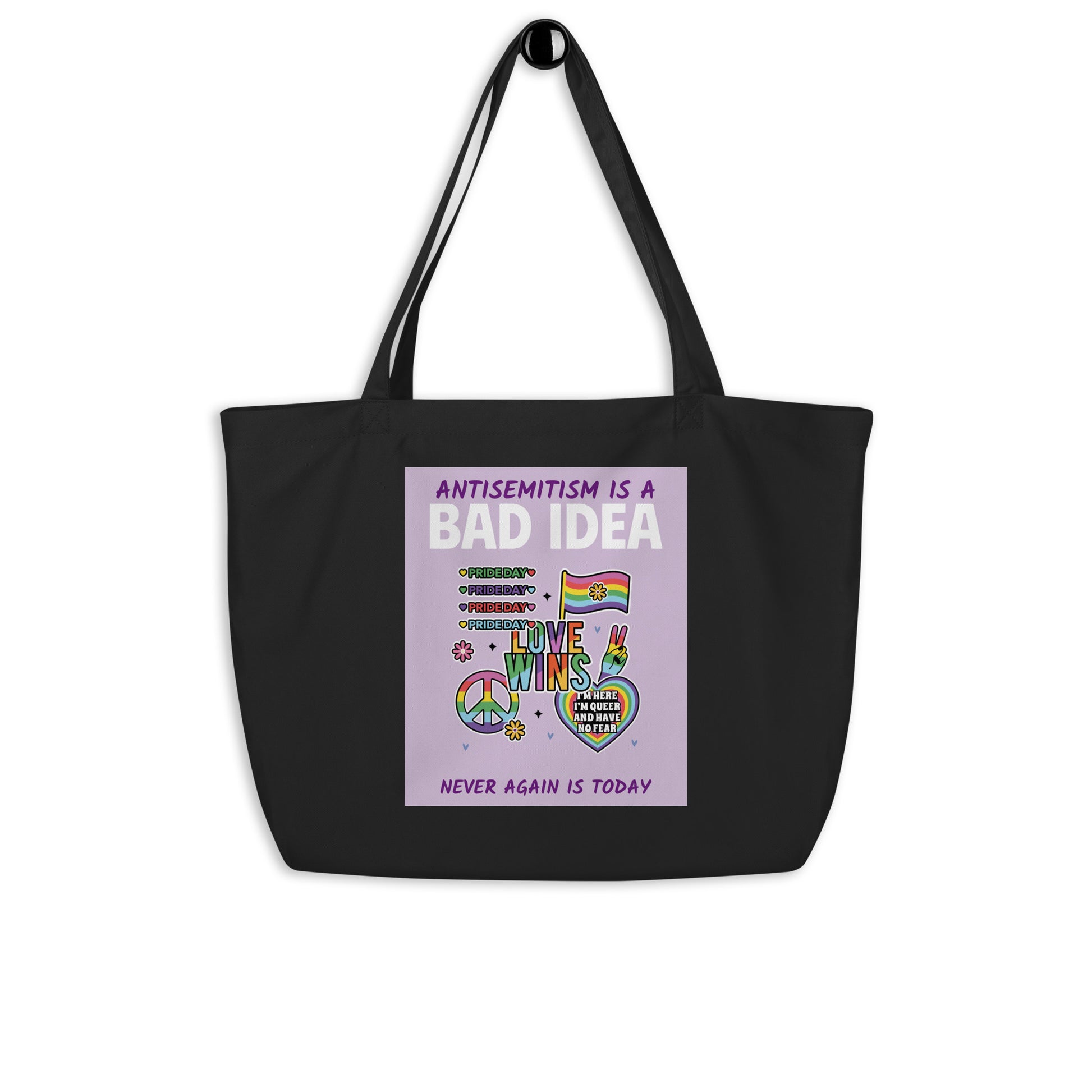 Bad Idea | Antisemitism | Large Organic Tote Bag