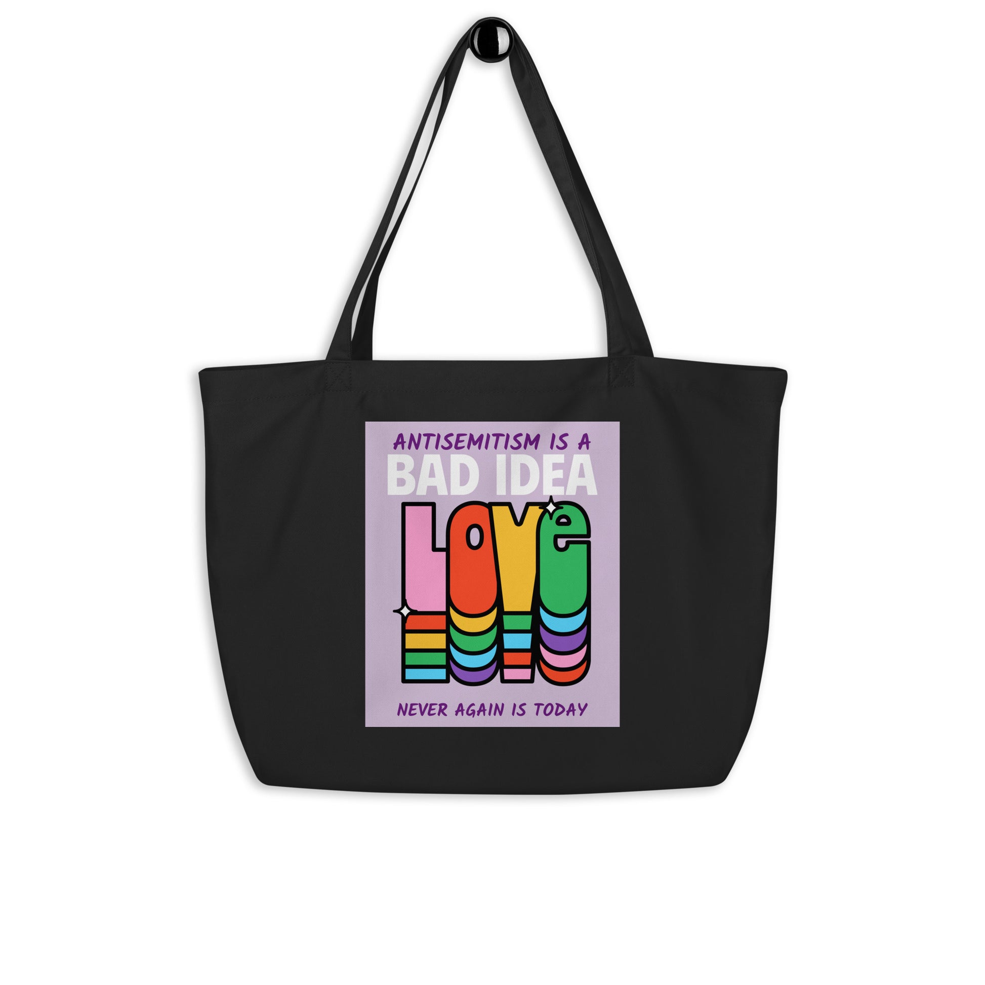 Bad Idea | Antisemitism | Large Organic Tote Bag