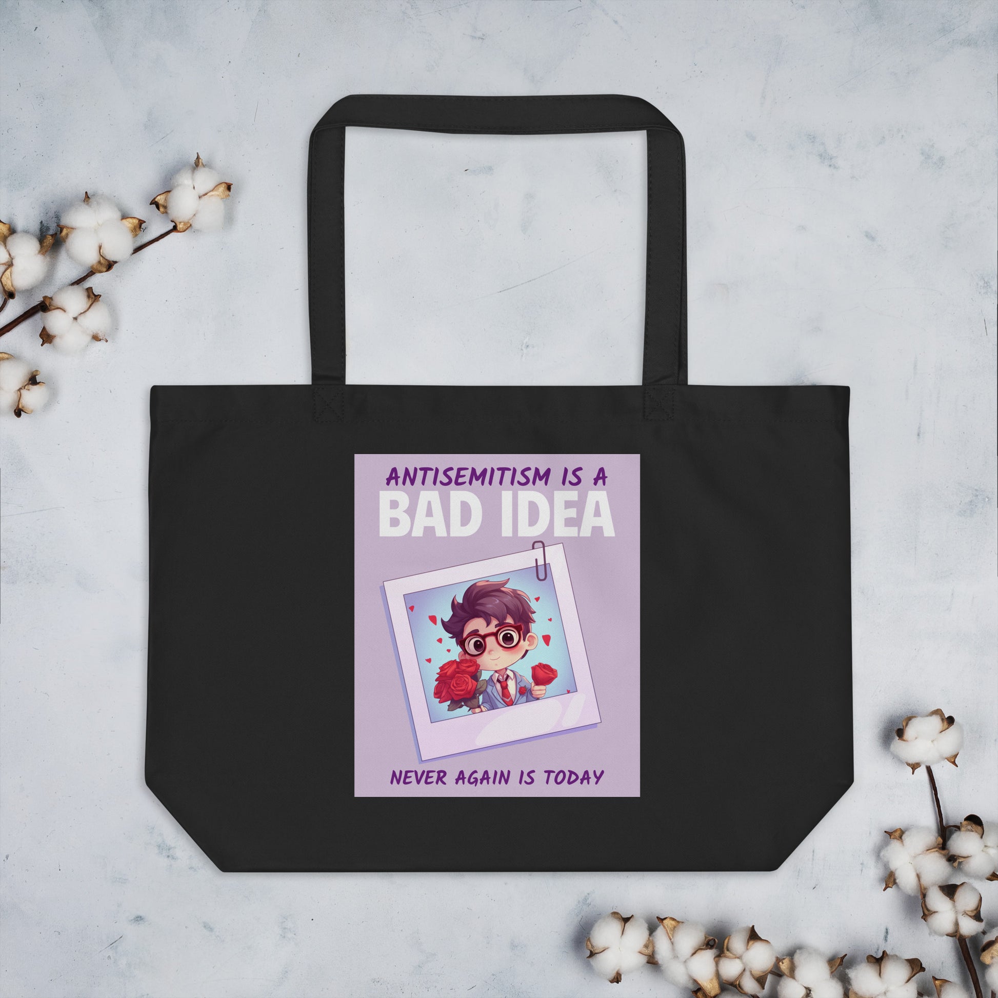 Bad Idea | Antisemitism | Large Organic Tote Bag Jouparty