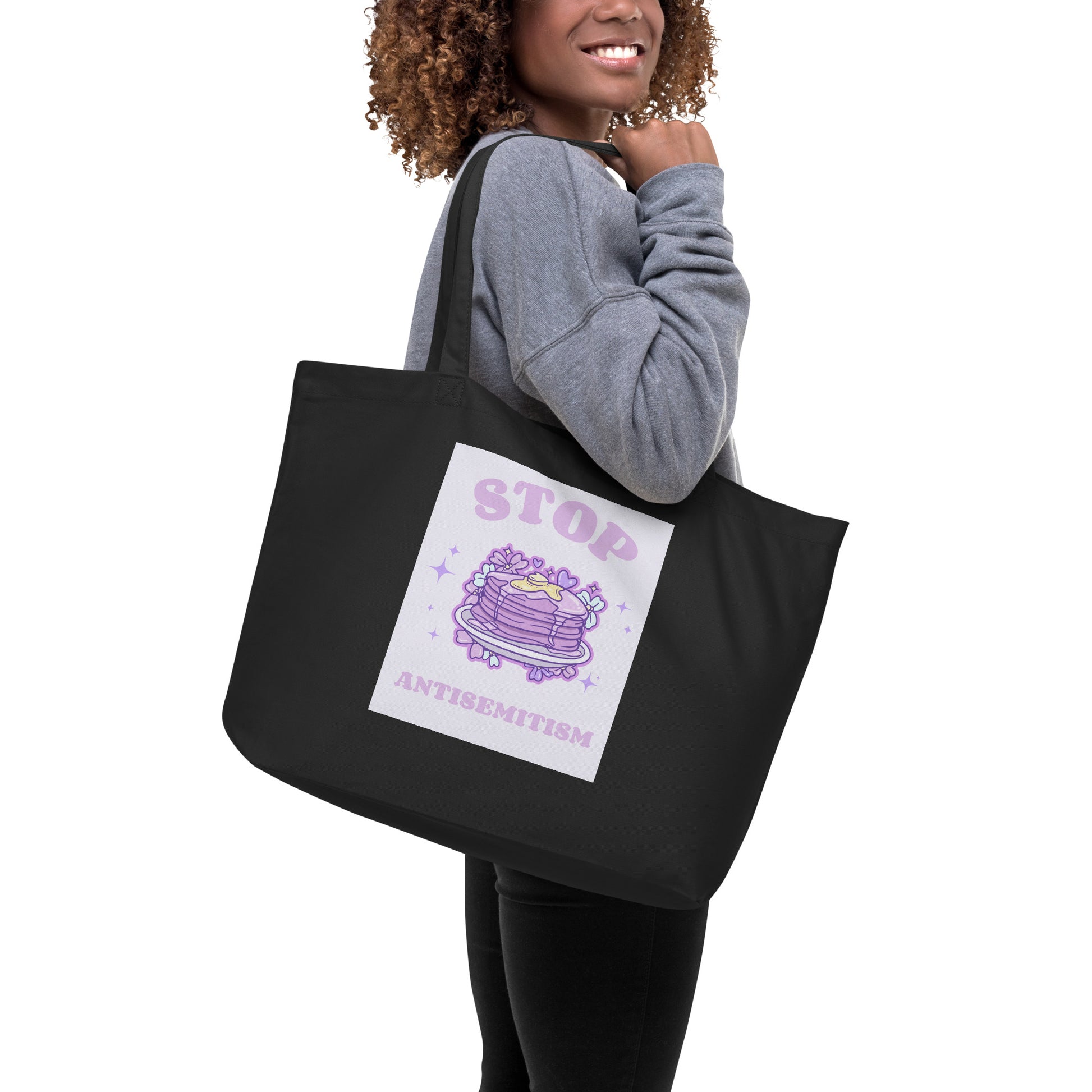 Stop Antisemitism | Purple & Cute Edition | Large Organic Tote Bag