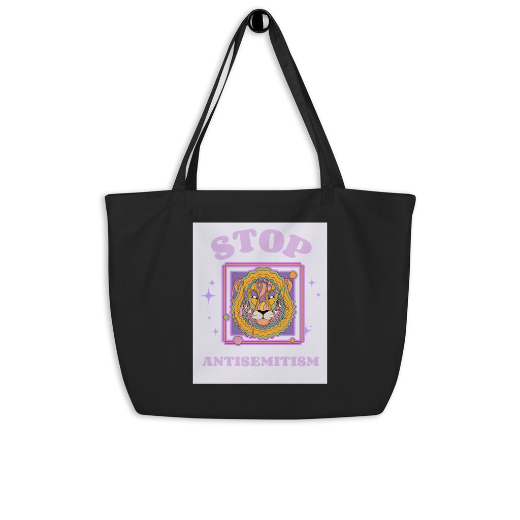 Stop Antisemitism | Purple & Cute Edition | Large Organic Tote Bag