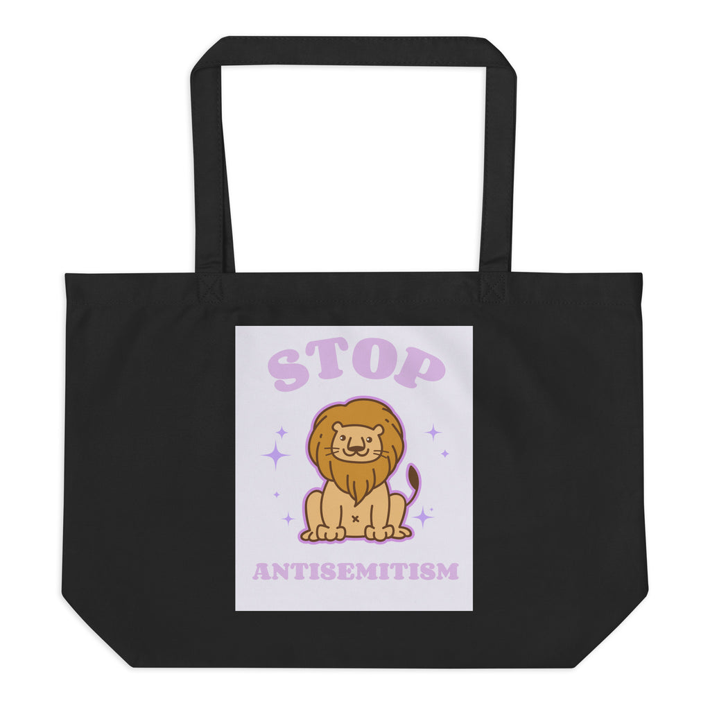 Stop Antisemitism | Purple & Cute Edition | Large Organic Tote Bag Jouparty