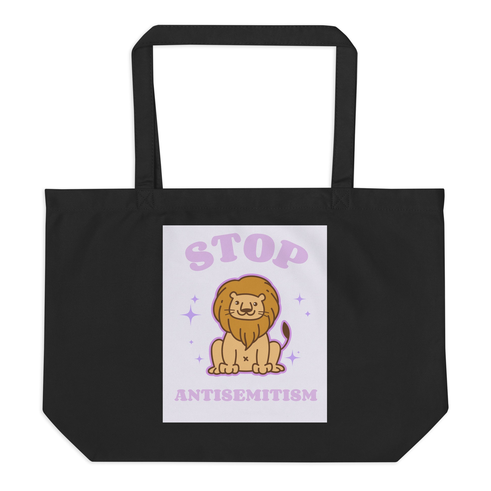 Stop Antisemitism | Purple & Cute Edition | Large Organic Tote Bag Jouparty