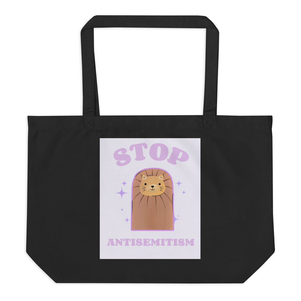 Stop Antisemitism | Purple & Cute Edition | Large Organic Tote Bag Jouparty
