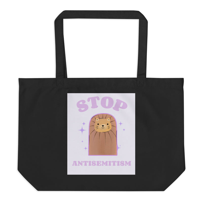 Stop Antisemitism | Purple & Cute Edition | Large Organic Tote Bag