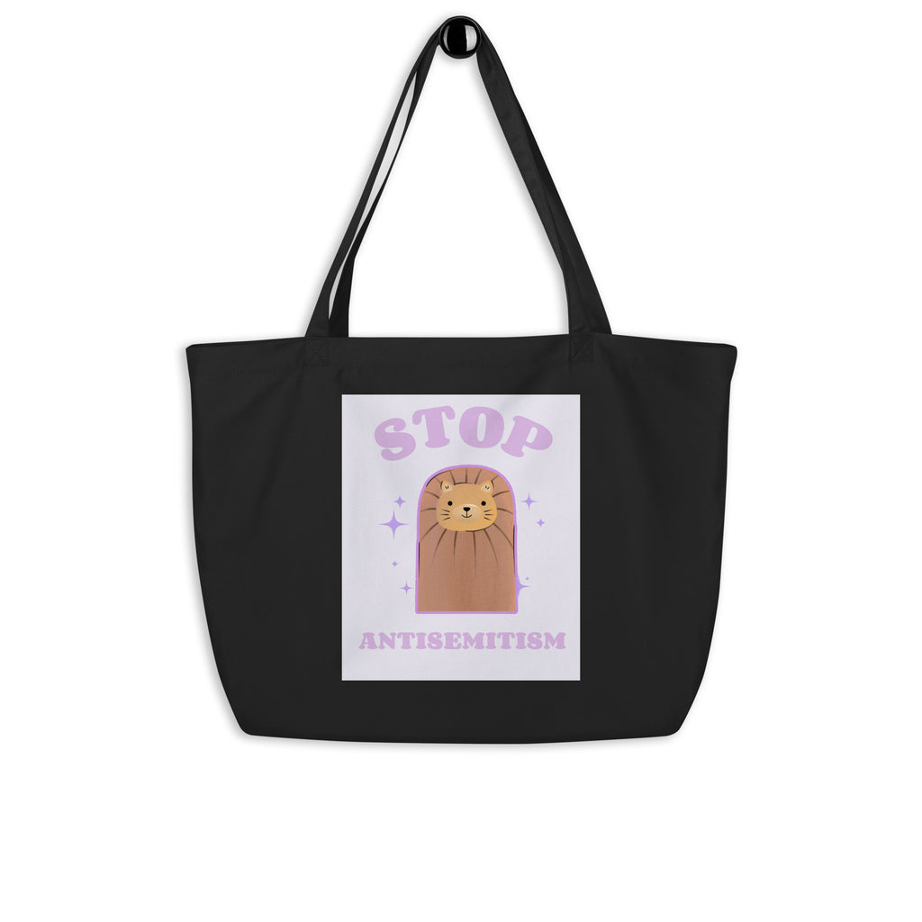 Stop Antisemitism | Purple & Cute Edition | Large Organic Tote Bag Jouparty