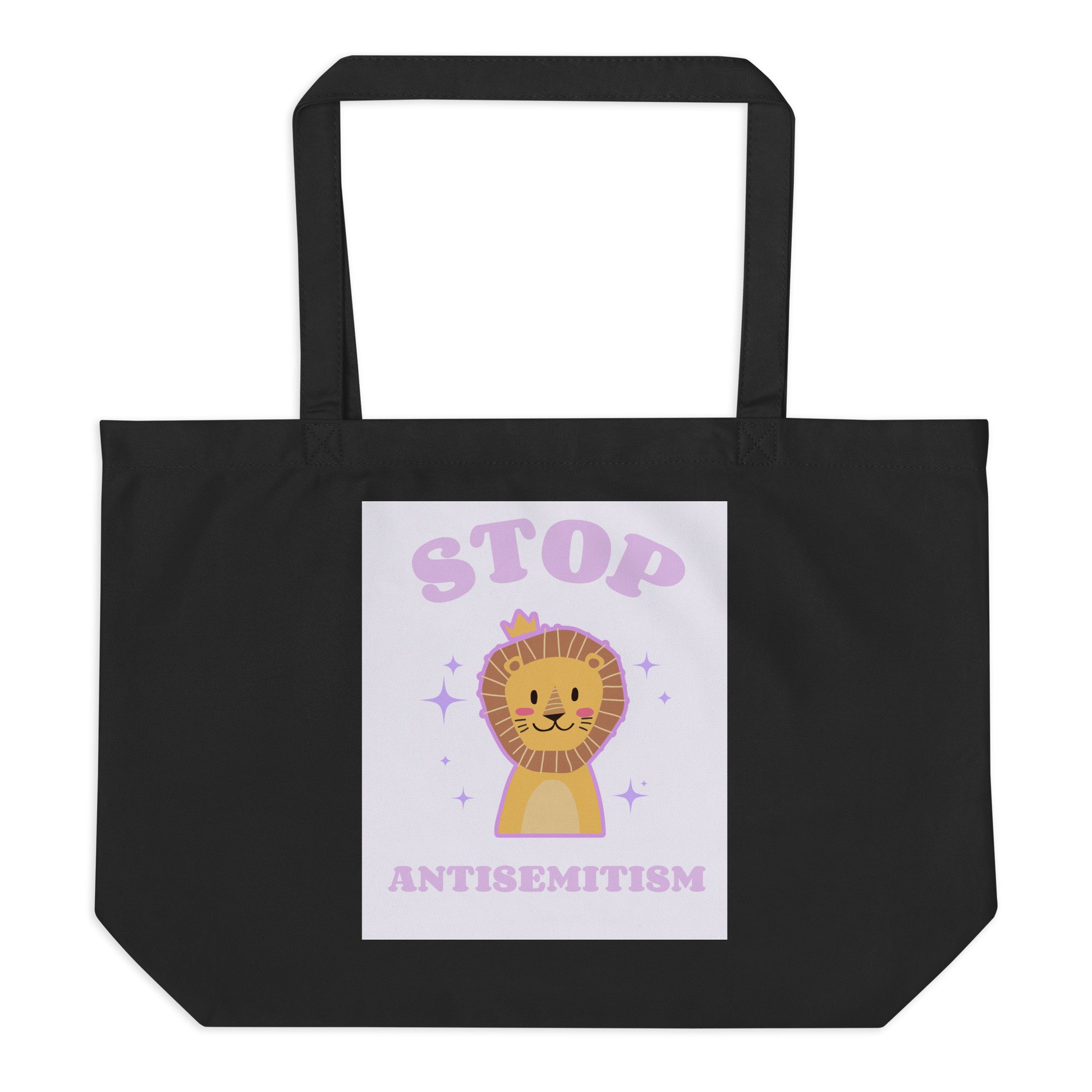 Stop Antisemitism | Purple & Cute Edition | Large Organic Tote Bag Jouparty