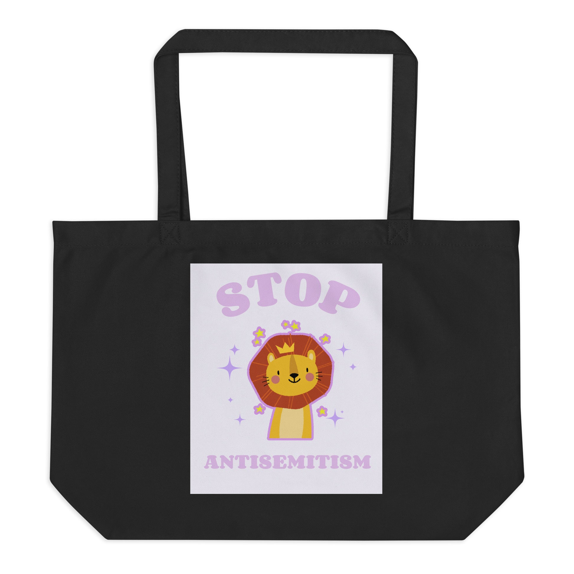 Stop Antisemitism | Purple & Cute Edition | Large Organic Tote Bag