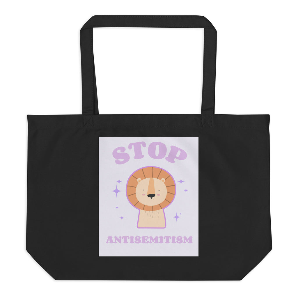 Stop Antisemitism | Purple & Cute Edition | Large Organic Tote Bag Jouparty
