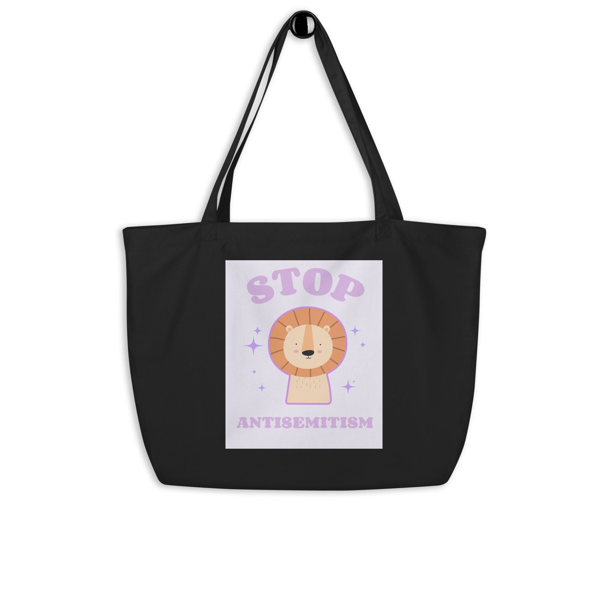Stop Antisemitism | Purple & Cute Edition | Large Organic Tote Bag Jouparty