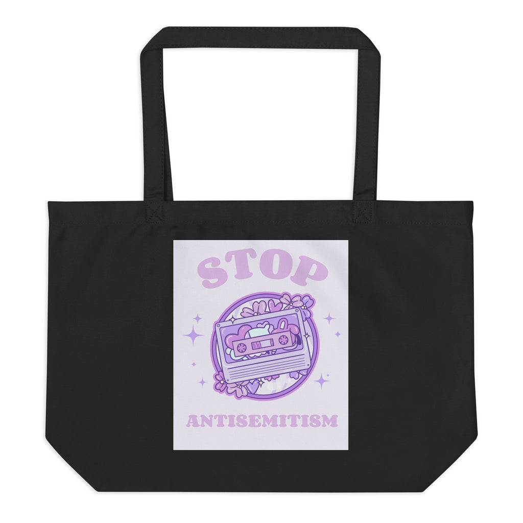 Stop Antisemitism | Purple & Cute Edition | Large Organic Tote Bag Jouparty