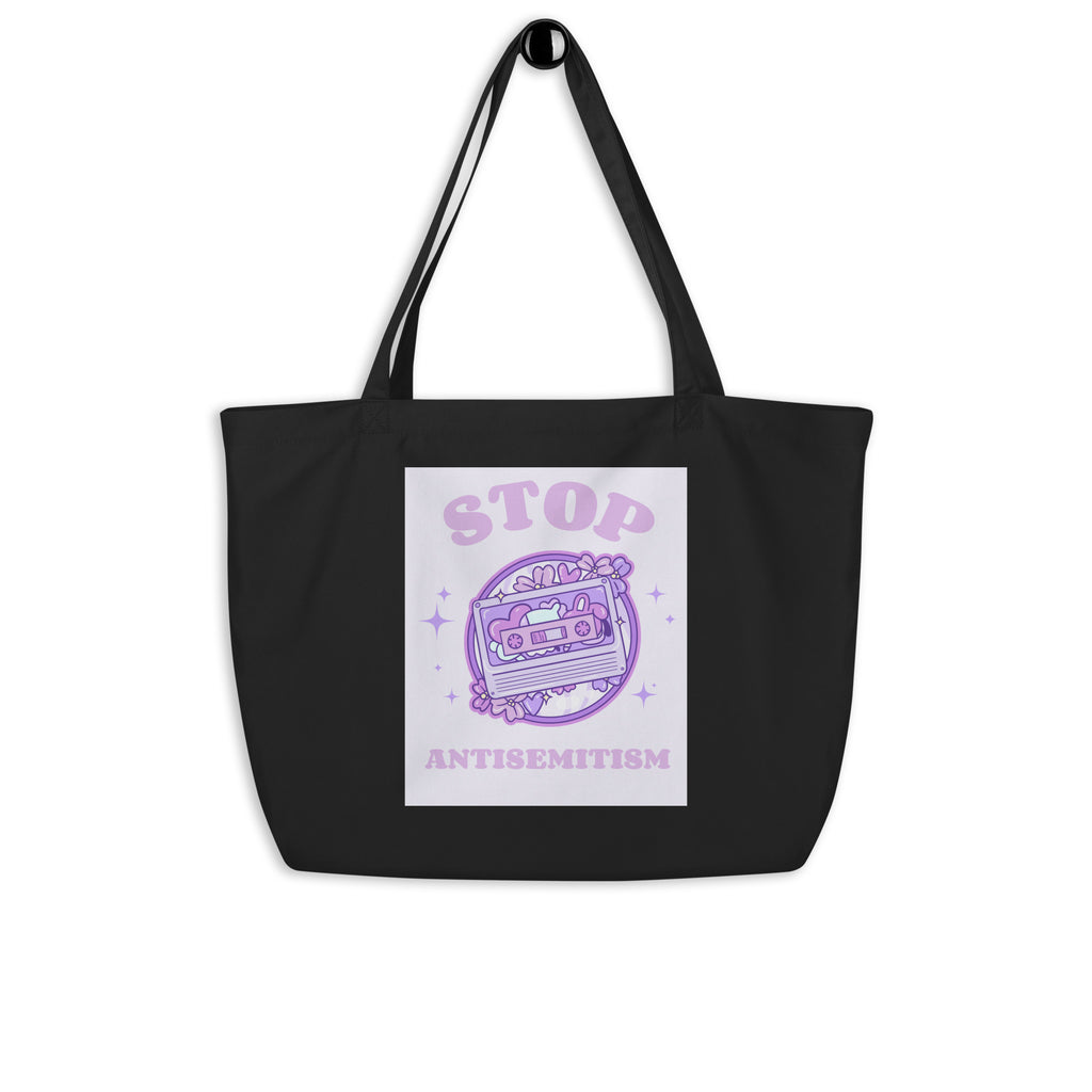 Stop Antisemitism | Purple & Cute Edition | Large Organic Tote Bag Jouparty