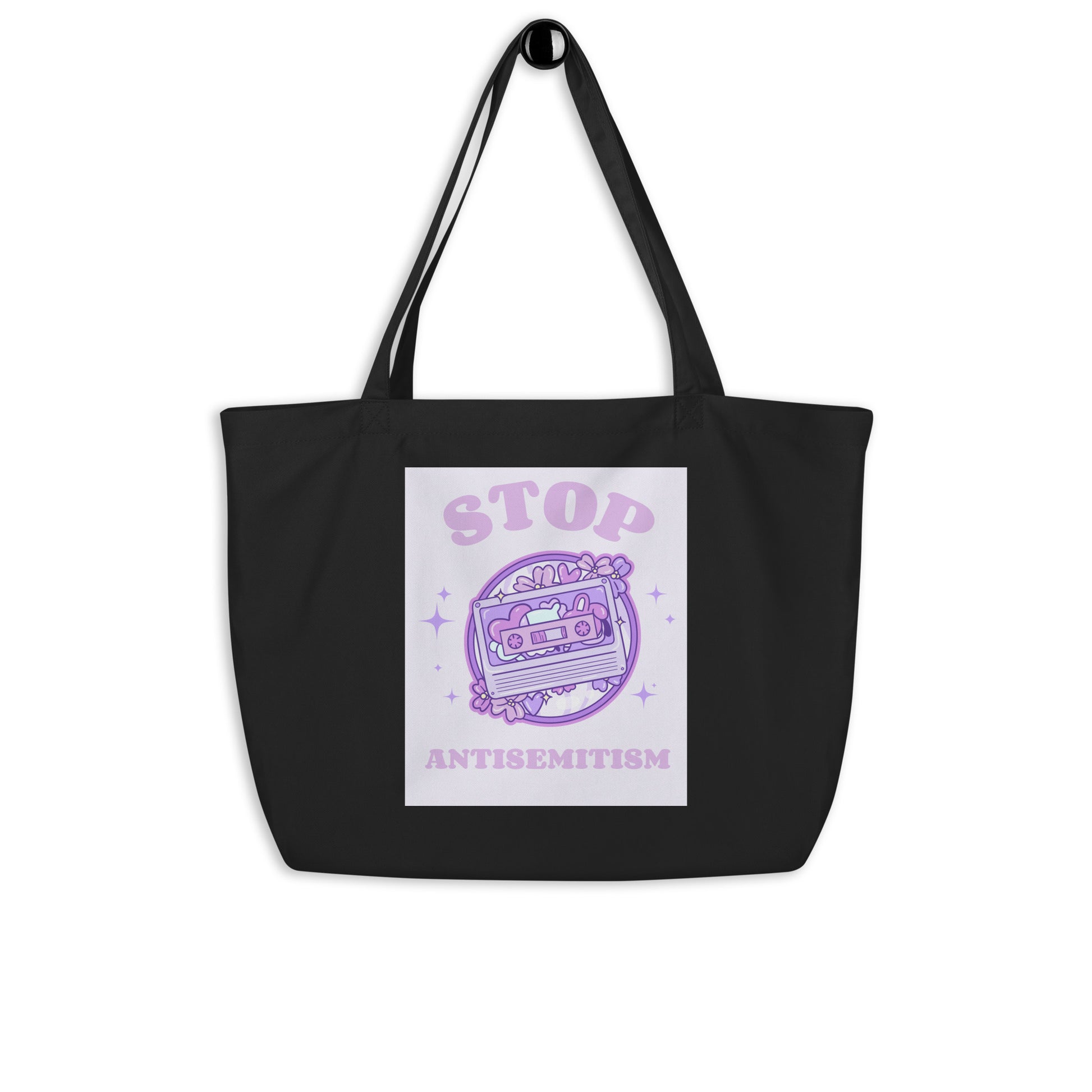 Stop Antisemitism | Purple & Cute Edition | Large Organic Tote Bag Jouparty