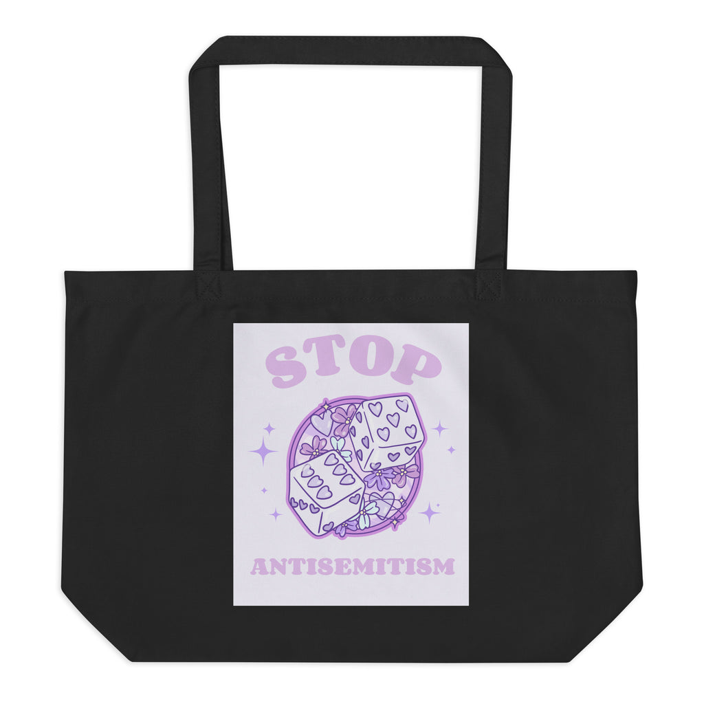Stop Antisemitism | Purple & Cute Edition | Large Organic Tote Bag Jouparty