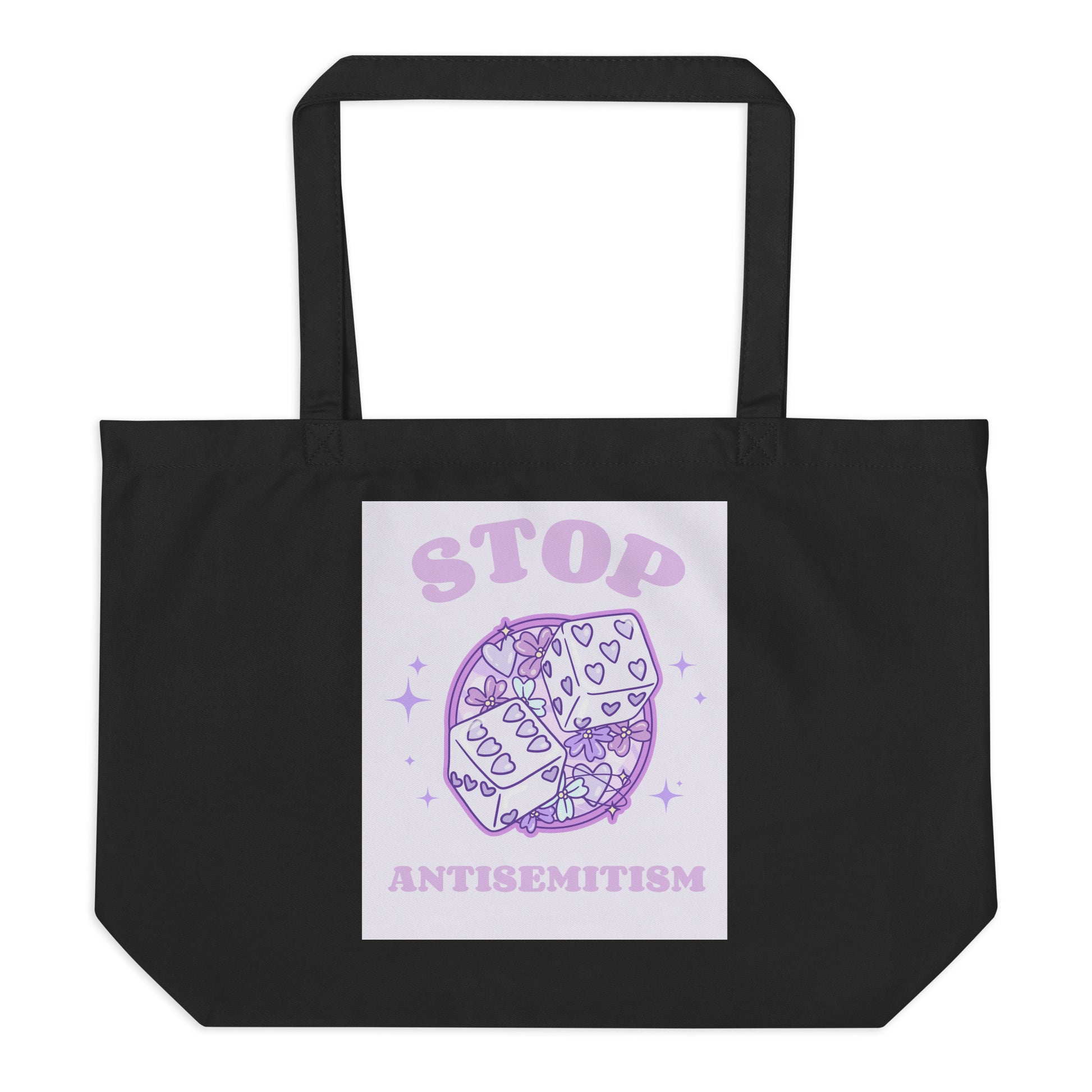Stop Antisemitism | Purple & Cute Edition | Large Organic Tote Bag Jouparty