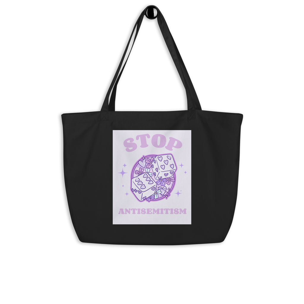 Stop Antisemitism | Purple & Cute Edition | Large Organic Tote Bag Jouparty