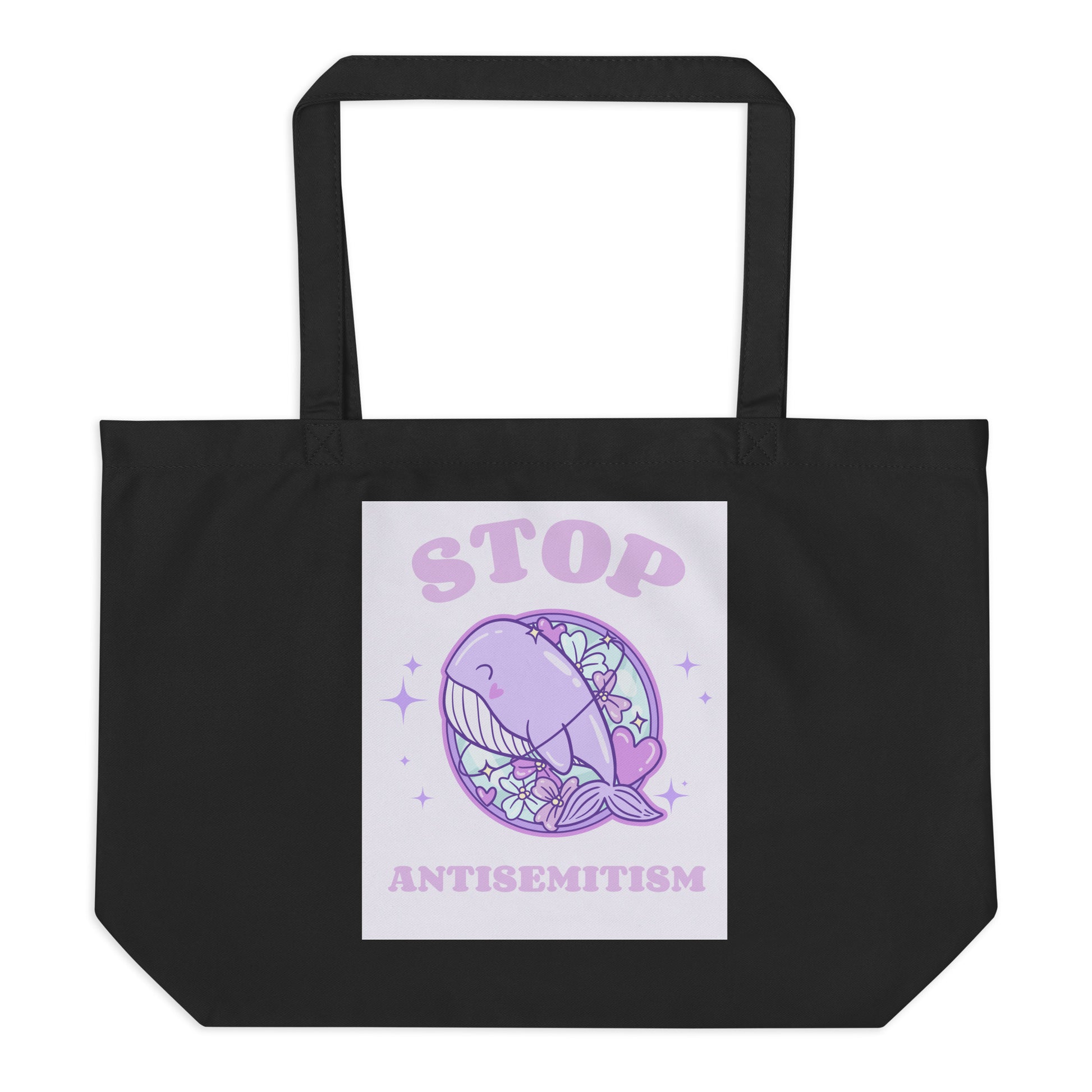 Stop Antisemitism | Purple & Cute Edition | Large Organic Tote Bag Jouparty