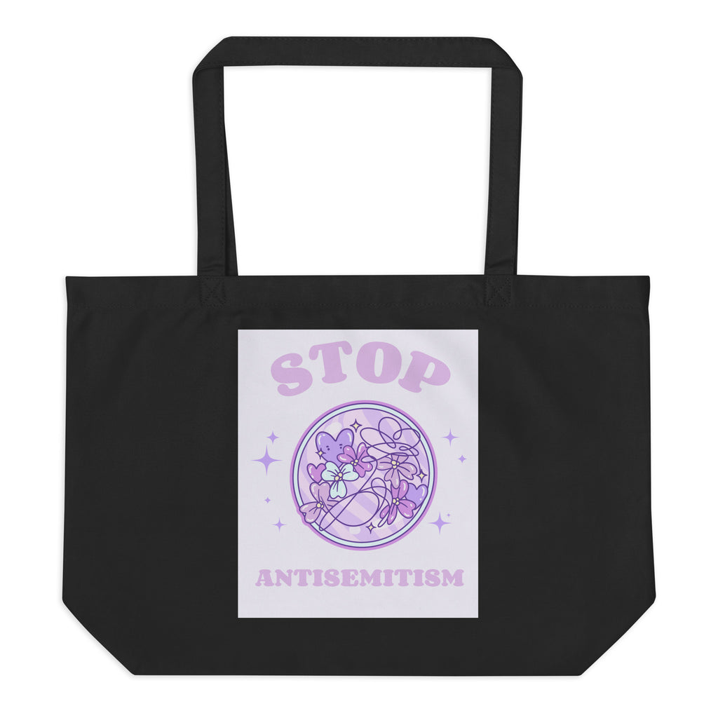Stop Antisemitism | Purple & Cute Edition | Large Organic Tote Bag Jouparty