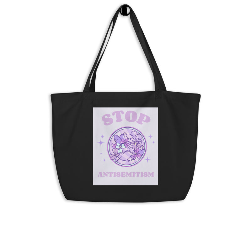 Stop Antisemitism | Purple & Cute Edition | Large Organic Tote Bag