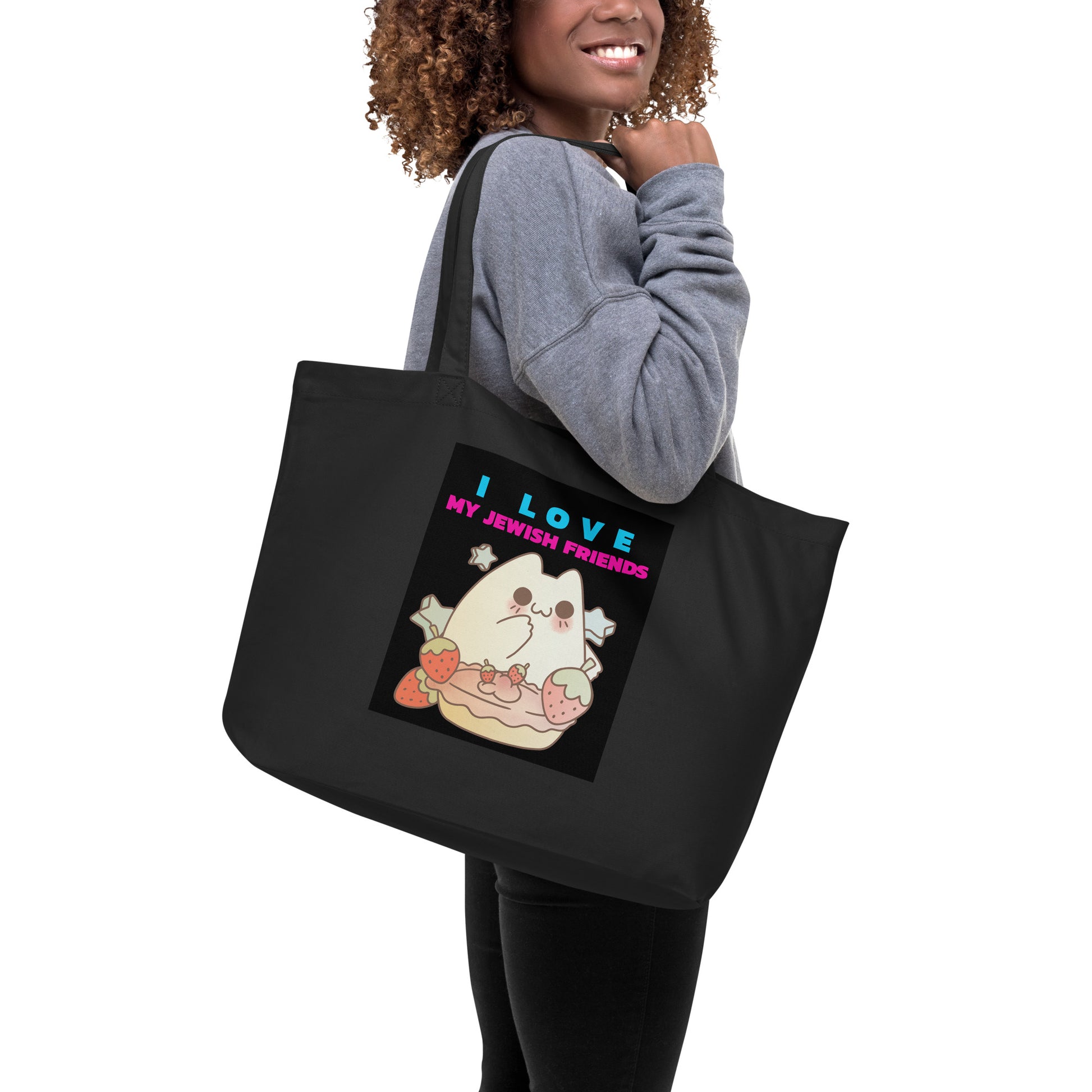 I Love My Jewish Friends | Large Organic Tote Bag Jouparty