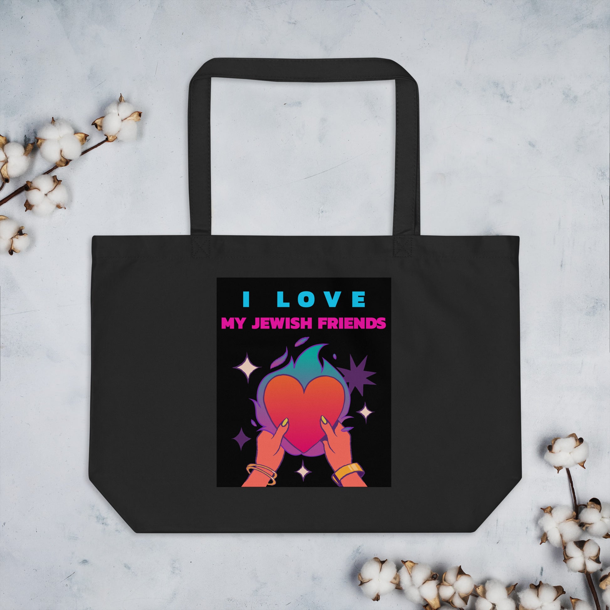 I Love My Jewish Friends | Large Organic Tote Bag Jouparty