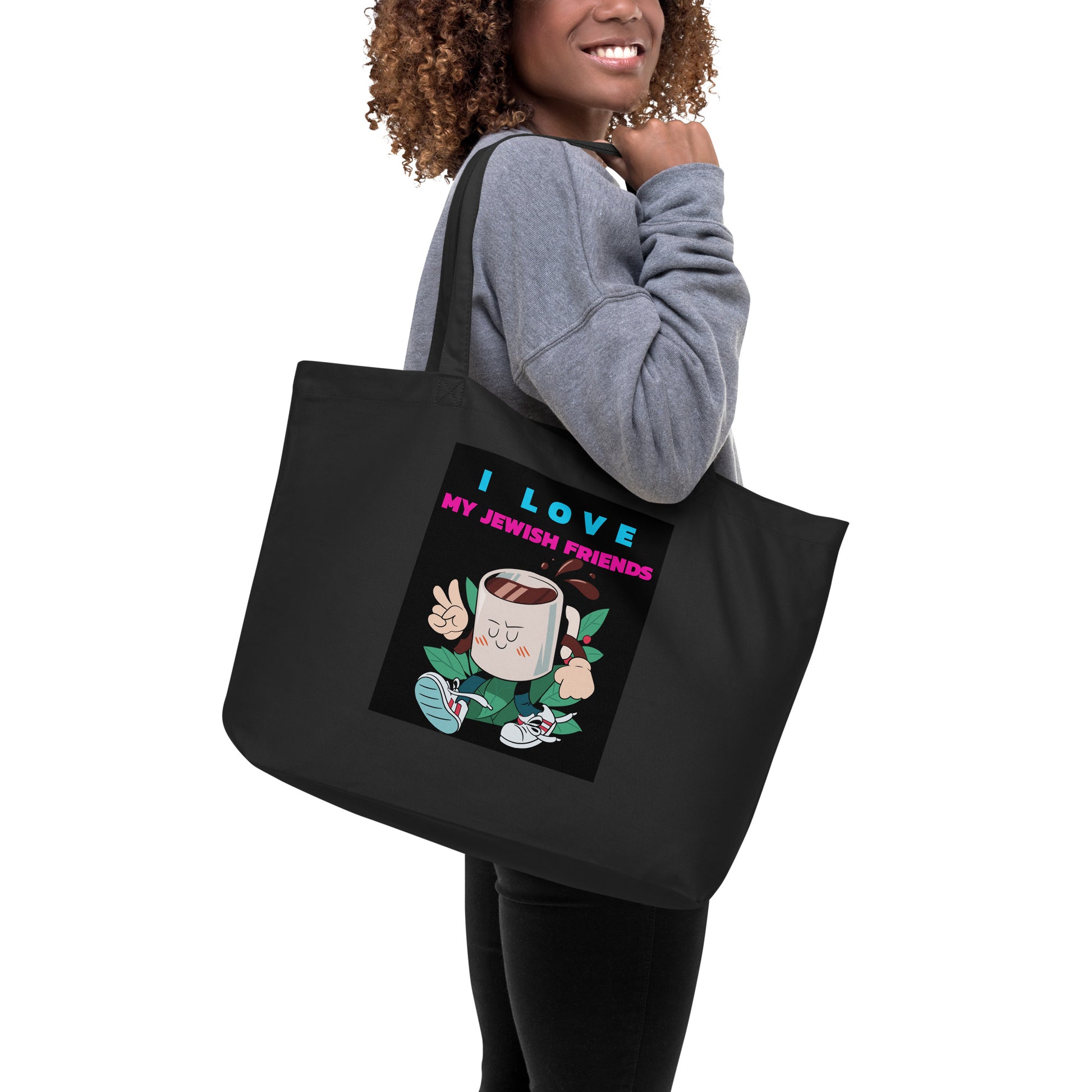 I Love My Jewish Friends | Large Organic Tote Bag Jouparty
