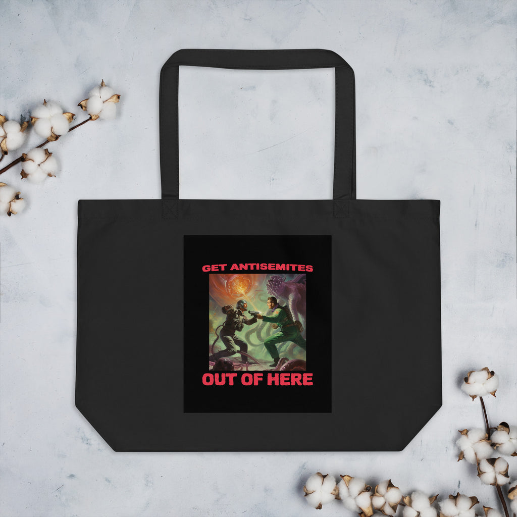 Get Alien Out | Antisemitism | Large Organic Tote Bag Jouparty