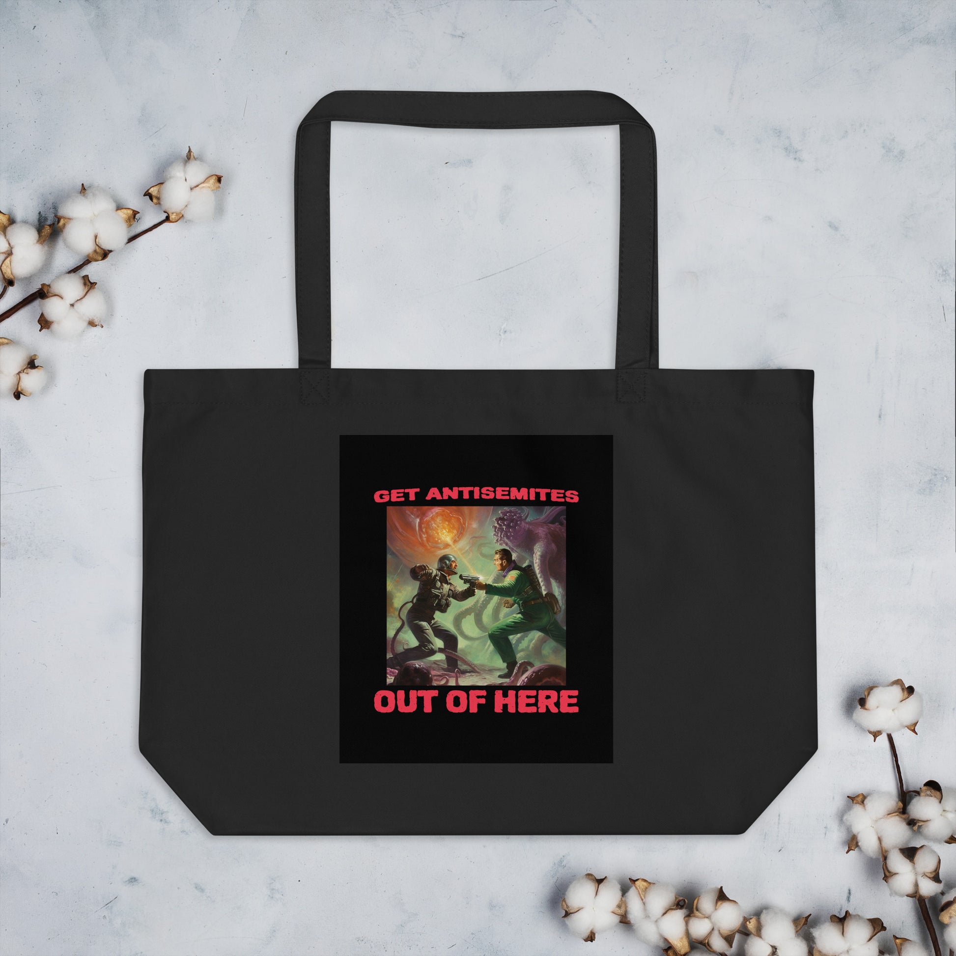 Get Alien Out | Antisemitism | Large Organic Tote Bag Jouparty