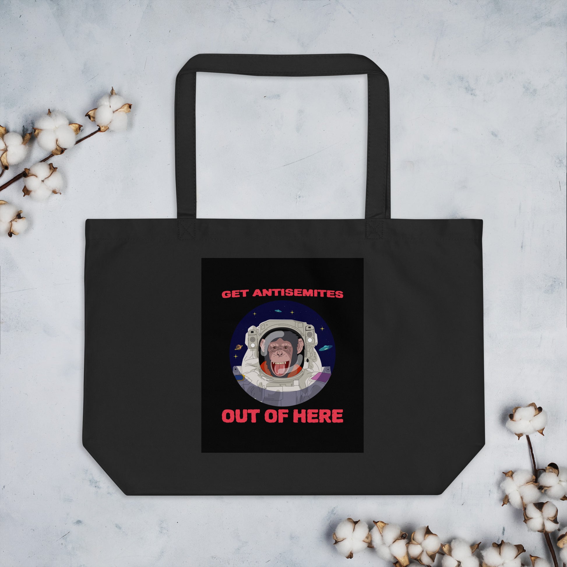 Get Alien Out | Antisemitism | Large Organic Tote Bag Jouparty
